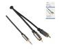 Preview: HQ jack to cinch adapter cable, 3.5mm jack plug 3pin to 2x cinch plug, black, DINIC box with Euro hole, length 2.50m